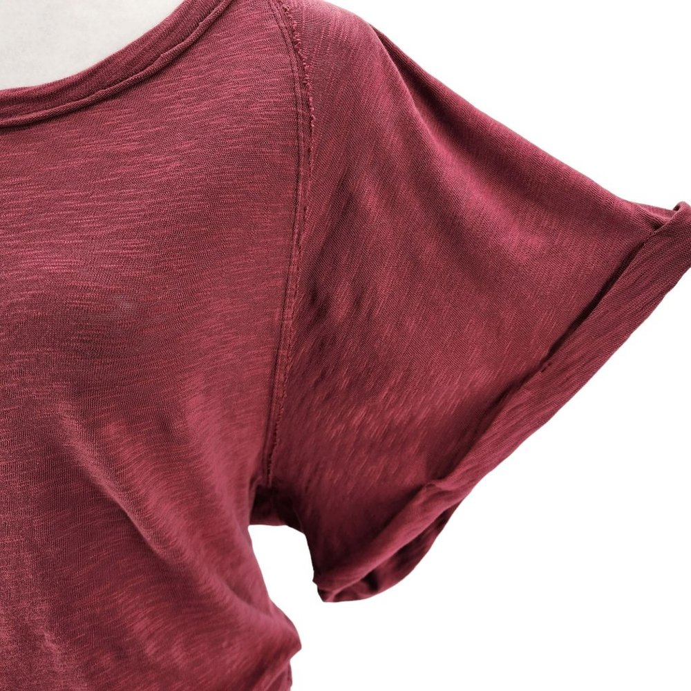 Anthropologie Saturday Sunday Plum Maroon Batwing Distressed Top Small - Picture 5 of 9